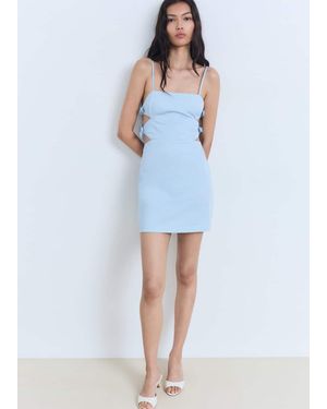 Mango Short Cut-Out Dress With Bows - Blue