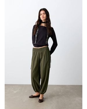 MANGO TEEN Balloon Trousers With Bows - White