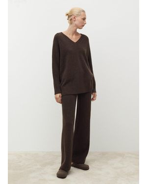 Mango Straight Knitted Trousers - Brown