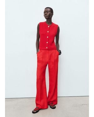 Mango Chunky-Knit Waistcoat With Buttons - Red
