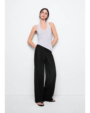 MANGO TEEN Straight Linen-Blend Trousers - Black