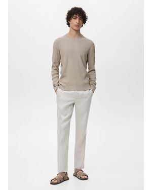 Mango Fine Rib-Knit Cotton Jumper - Natural