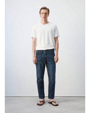 Mango Ben Cropped Tapered-Fit Jeans - Blue
