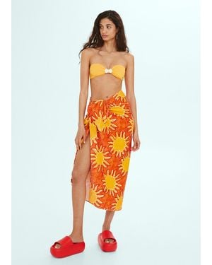 Mango 100% Cotton Printed Towel - Orange