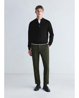 Mango Comfort Stretch Zip Jersey - Black