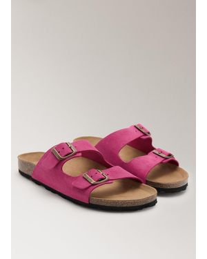 Mango Double Buckle Leather Sandals - Pink