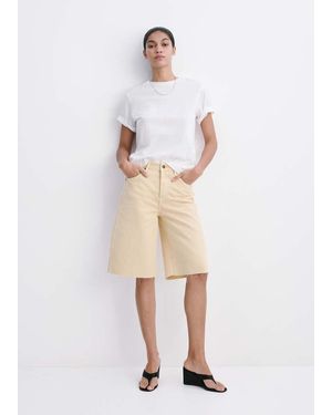 Mango Low-Rise Denim Bermuda Shorts - Natural
