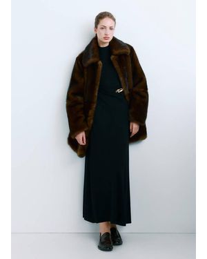 Mango Turtleneck Knitted Dress With Brooch - Black