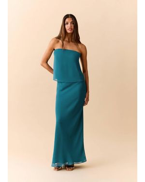 MANGO TEEN Textured Long Skirt - Blue