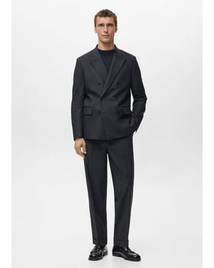 Mango Boston Slim-Fit Double-Breasted Suit Jacket - Blue