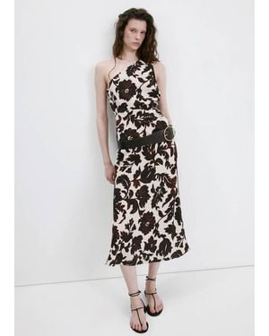Mango Asymmetrical Floral-Print Dress - White