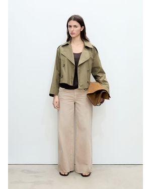 Mango Double-Breasted Cropped Trench Coat - Natural