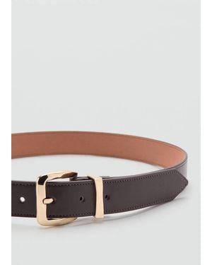 Mango Embossed Buckle Belt - Grey