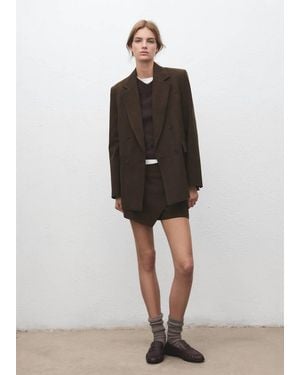 Mango Checked Asymmetric Skirt - Black