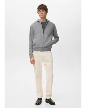 Mango Textured Hooded Sweatshirt - Grey