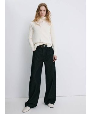 Mango Textured Knit Cardigan - White