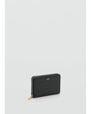 Mango Medium Croc Wallet - White