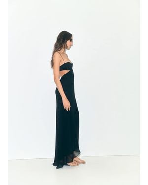Mango Dress With Asymmetrical Hem And Cut-Out - White