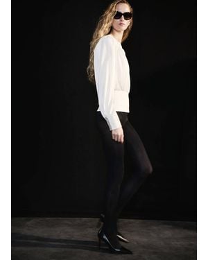 Mango Gathered-Waist Fitted Blouse - White