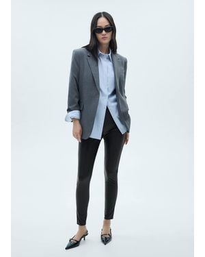 Mango Leather-Effect Leggings - Blue