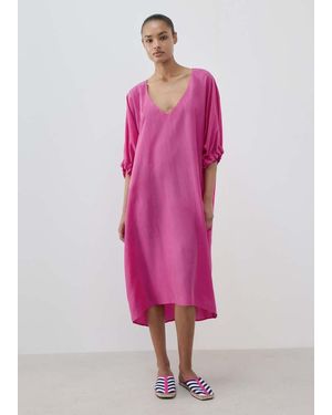 Mango Puffed Sleeve Silk Nightgown - Pink