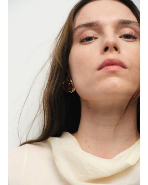 Mango Round Resin Earrings - Black