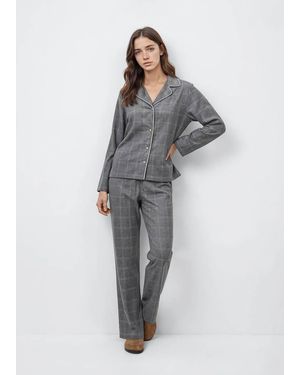 MANGO TEEN Two-Pieces Check Long Pyjamas - Grey