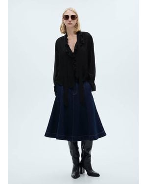 Mango Flared Denim Skirt - Blue