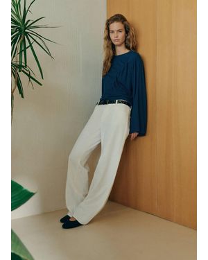 MANGO TEEN Fluid Blouse With Gathered Detail - Green