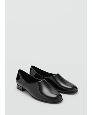 Mango Patent Leather Flat Shoes - Black