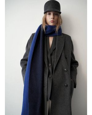 Mango 100% Reversible Wool Scarf - Blue