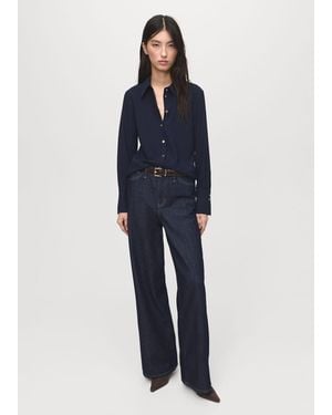 Mango Shirt With Jewel Buttons - Blue
