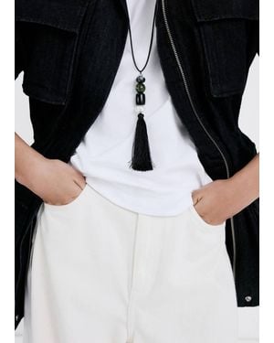 Mango Fringed Bead Necklace - Black