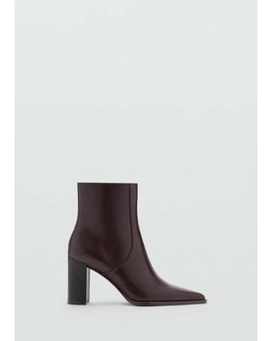 Mango Bottines Pointues À Talon Chocolat - Blanc