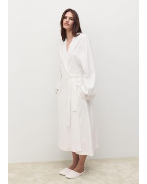 Mango Vestaglia Cotone Pizzo Bianco