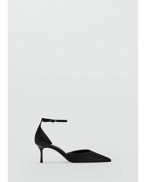 Mango Satin Court Shoes With Ankle Straps - White
