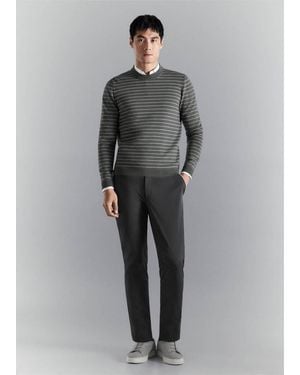 Mango Pullover Comfort Stretch Righe Grigio Scuro