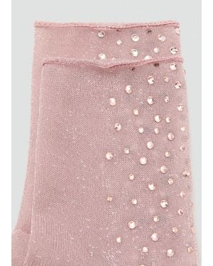 Mango Chaussette En Lurex À Strass Rose Clair
