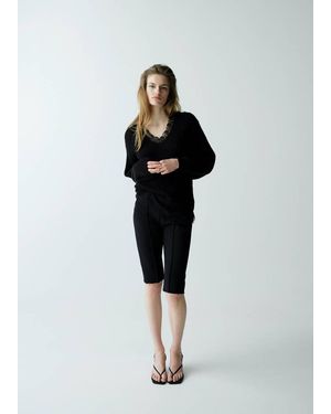 Mango Kombinierter Pullover Mit Spitze - Schwarz