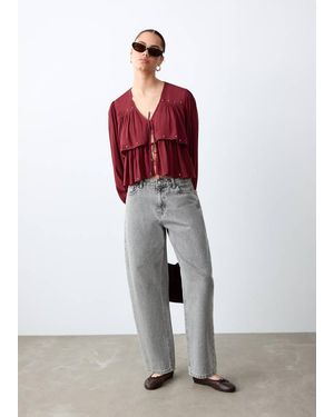 MANGO TEEN Blouse With Pleat Detail - Red