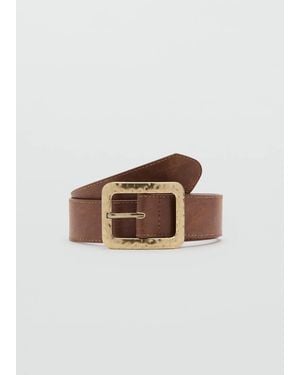 Mango Square Buckle Belt - Brown