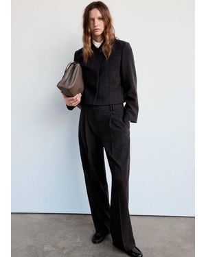 Mango Check Suit Jacket - Black