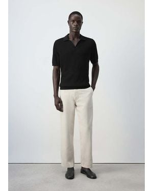 Mango 100% Cotton Fine Knit Polo - Black