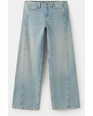 MANGO TEEN Wide-Leg Jeans With Decorative Stitching - Blue