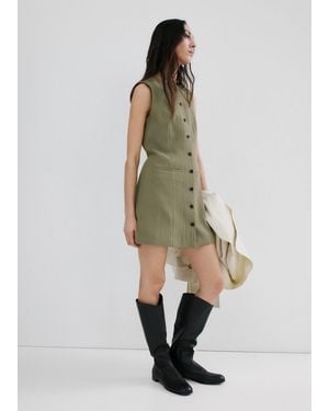 Mango Short Buttoned Dress - Natural
