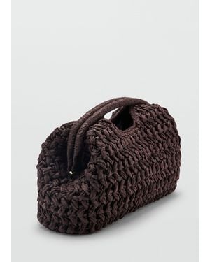 Mango Natural Fibre Clutch Bag - Brown
