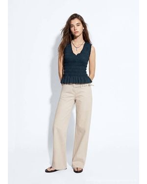 MANGO TEEN Ruched Cotton Top - Blue
