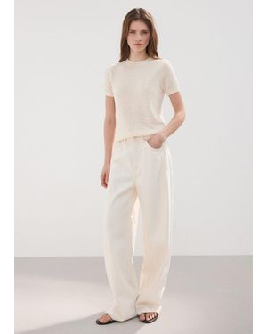 Mango Short-Sleeved Knitted Jumper - Natural