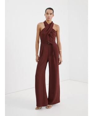 Mango Belt Wrap Jumpsuit - Red