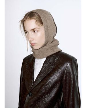 Mango Knitted Cashmere Wool Balaclava - Black